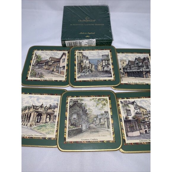 Cloverleaf Traditional Laminated Coasters Set Of 6 British Landmark Designs Cork - Picture 2 of 16
